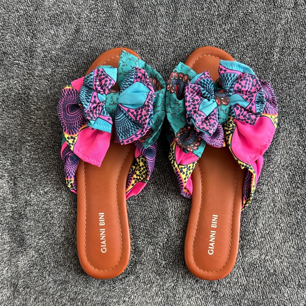 Gianni Bini Vibrant Pink and Blue Slide Sandals